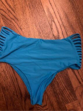 Body Glove Teal Blue High-Waist Strappy Bikini Bottom